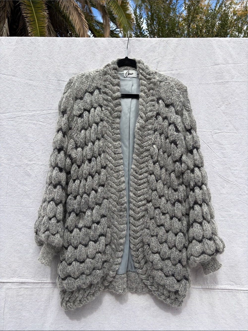 Chunky Gray Women's Open-Front Knit Sweater